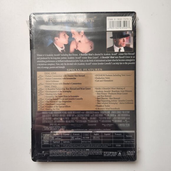 A Beautiful Mind (DVD, 2002, 2-Disc Set, Full Screen Limited Edition) New - Picture 2 of 5